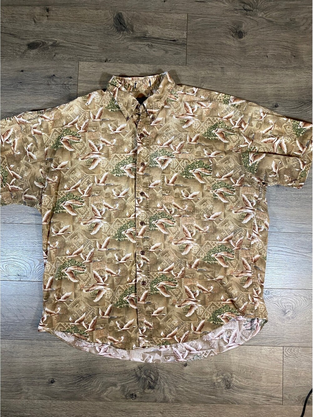 Vintage Chaps Ralph Lauren Shirt Mens XL Duck Goose Hunting AOP Button Down 90s